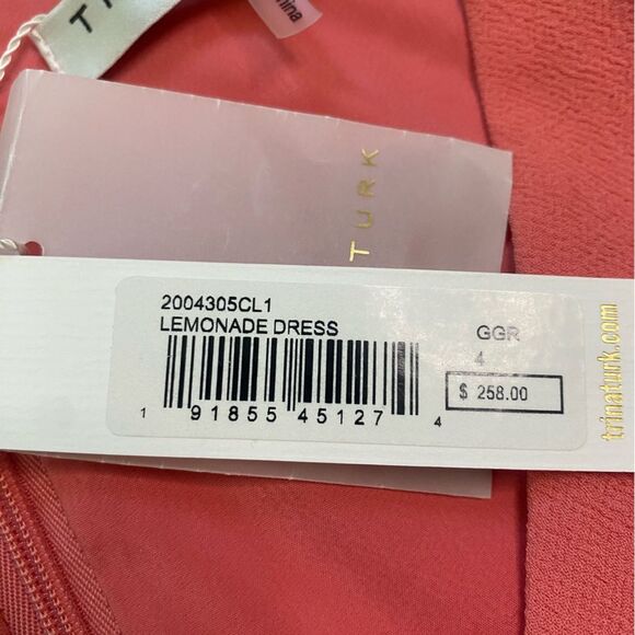 Trina Turk Coral Lemonade Short Sleeve V-Neck Sheath Mini Dress - Picture 12 of 13